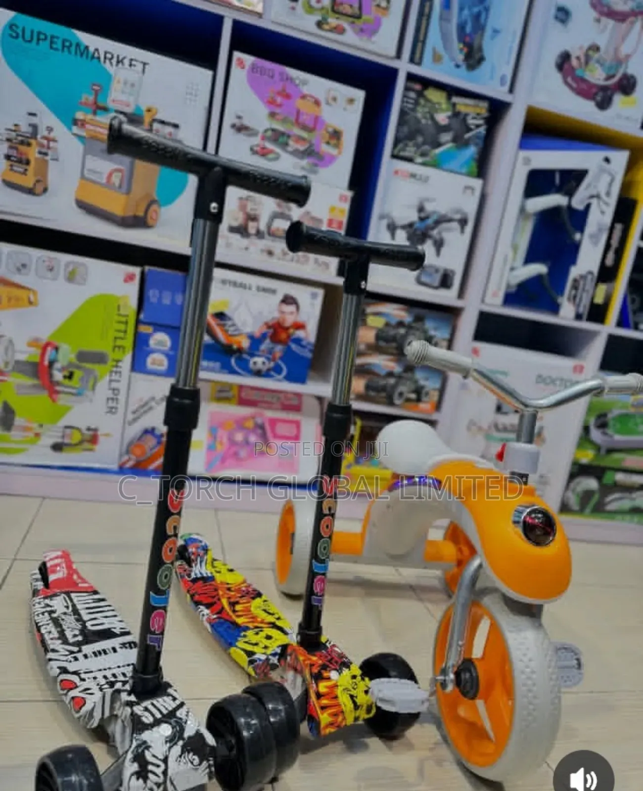 Scooter  
Tricycle 
Trampolin