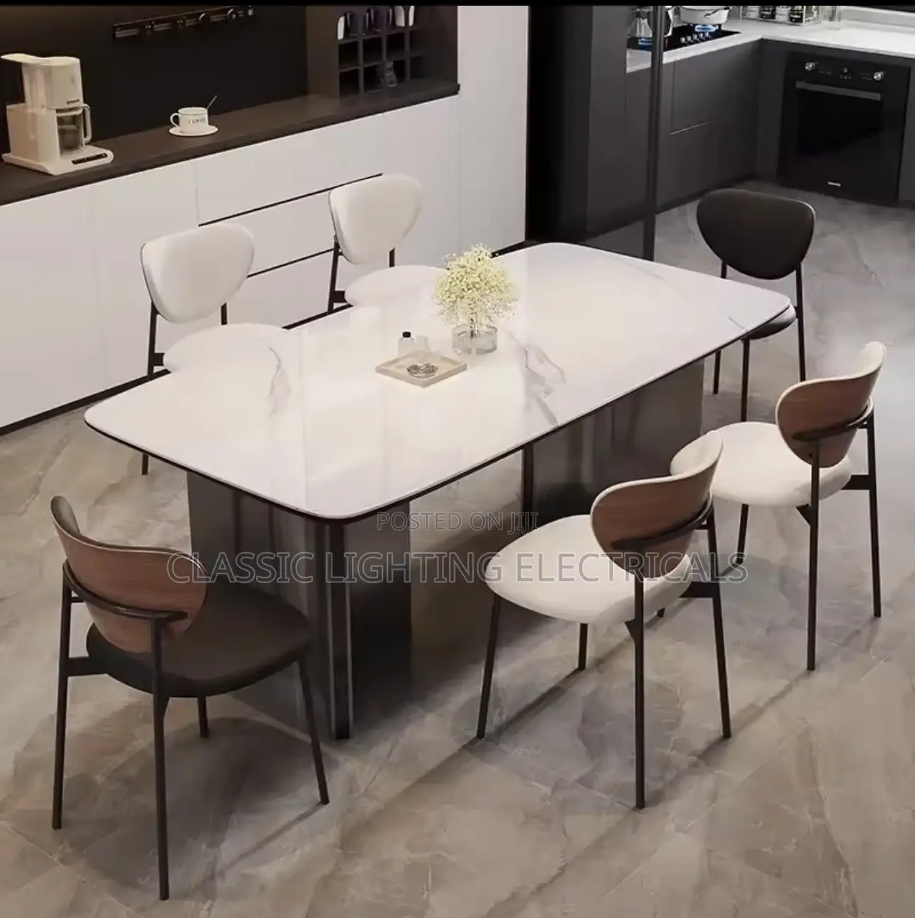 Italian Minimalist Rock Slab Dining Table And Chairs Household Set
