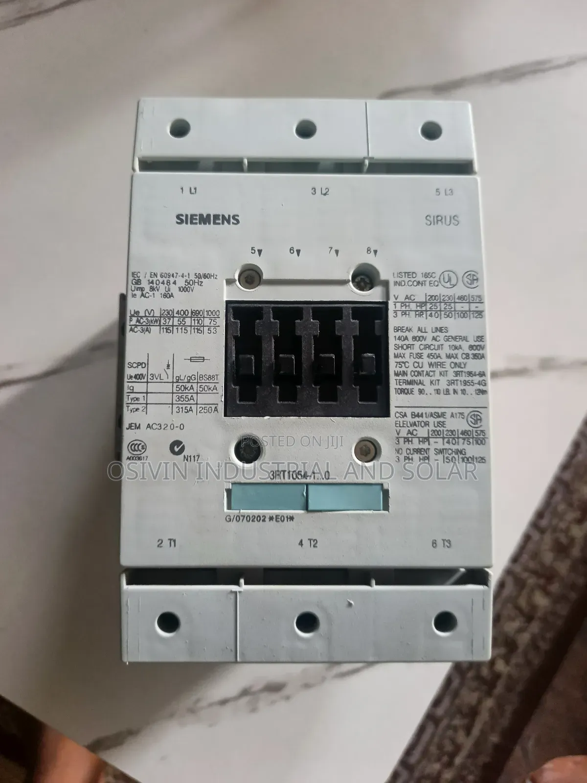 Siemens 3rt 1054 1poo 3pole Contactor With Auxiliary 220v