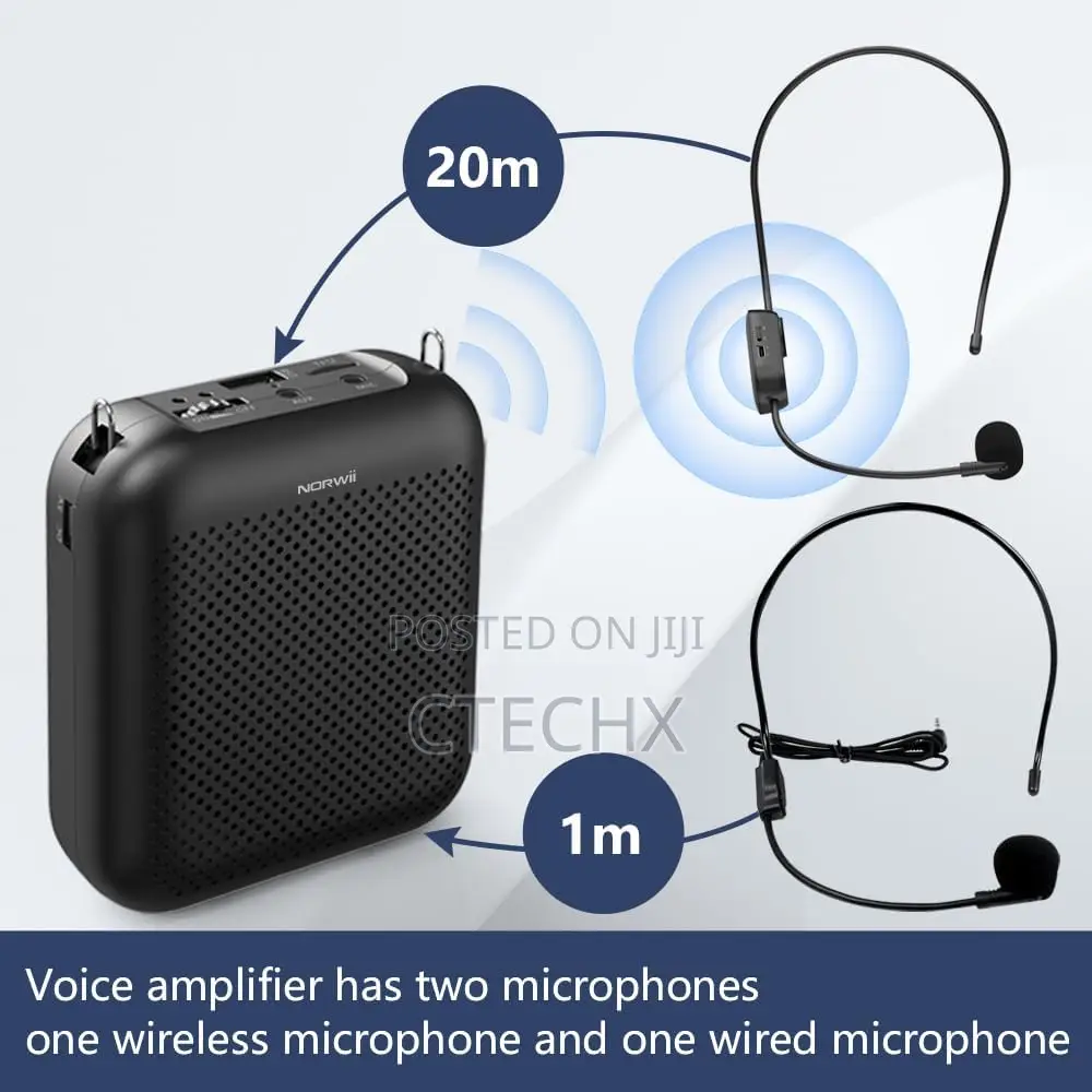 Norwii Voice Amplifier Wireless Microphone , 4000mah Rechargeable Bt