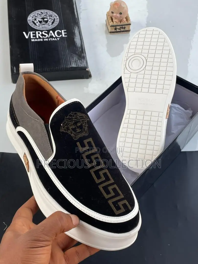 Men’S Versace Suede White Sole Pull on Classic Loafers