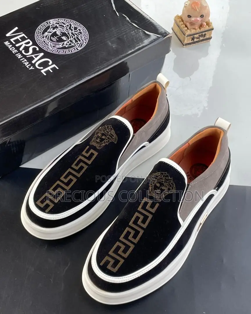 Men’S Versace Suede White Sole Pull on Classic Loafers