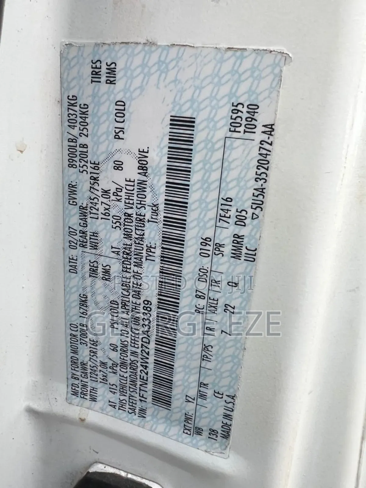 Ford E250 2007 White