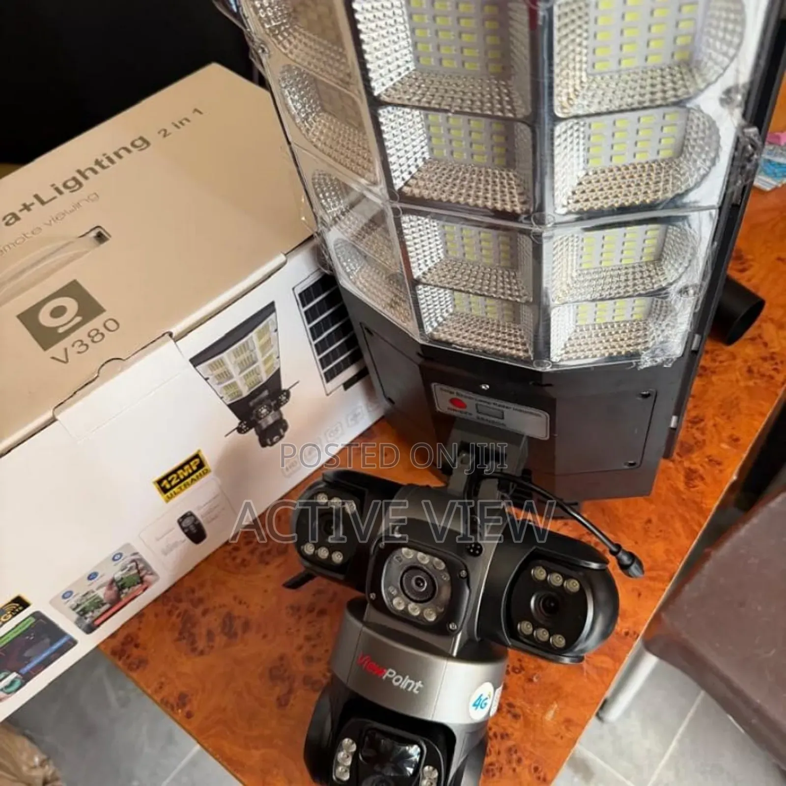 Security Street Light With Three Lens Camera