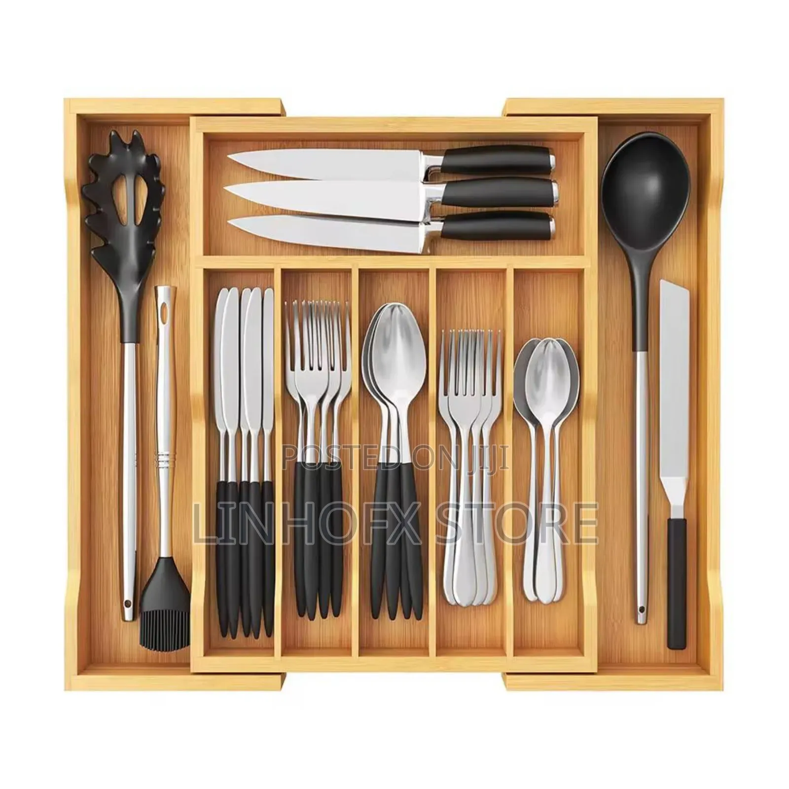 Bamboo Extendable Cutlery Storage