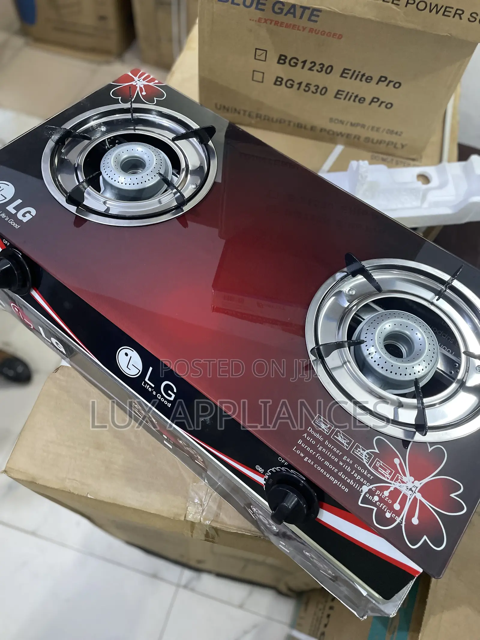 Lg Thick Top Glass 2 Gas Burner