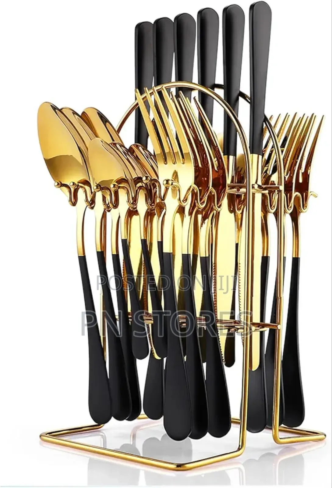 New Black And Gold Solid Cutlery Set(24pcs)