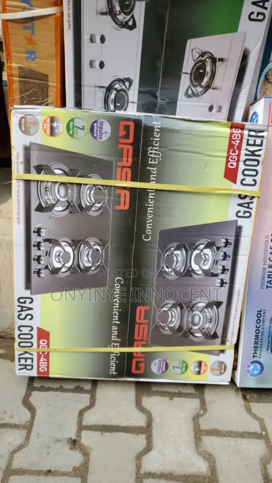 Qasa 4-Burner Glass Top Gas Cooker - QGC-4bg (Brand New)