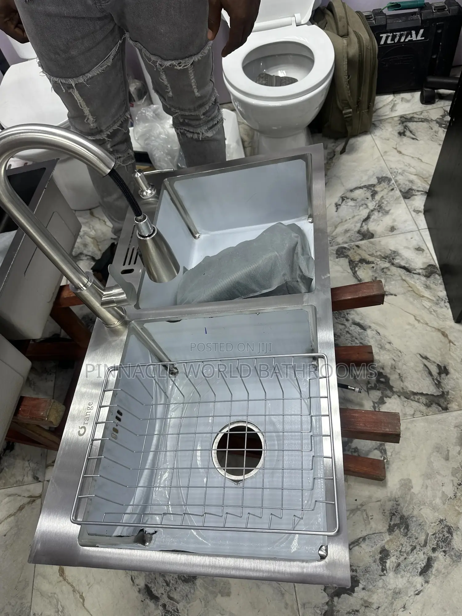 England Double Bowl Kitchen Sink With Mixer Tap 002