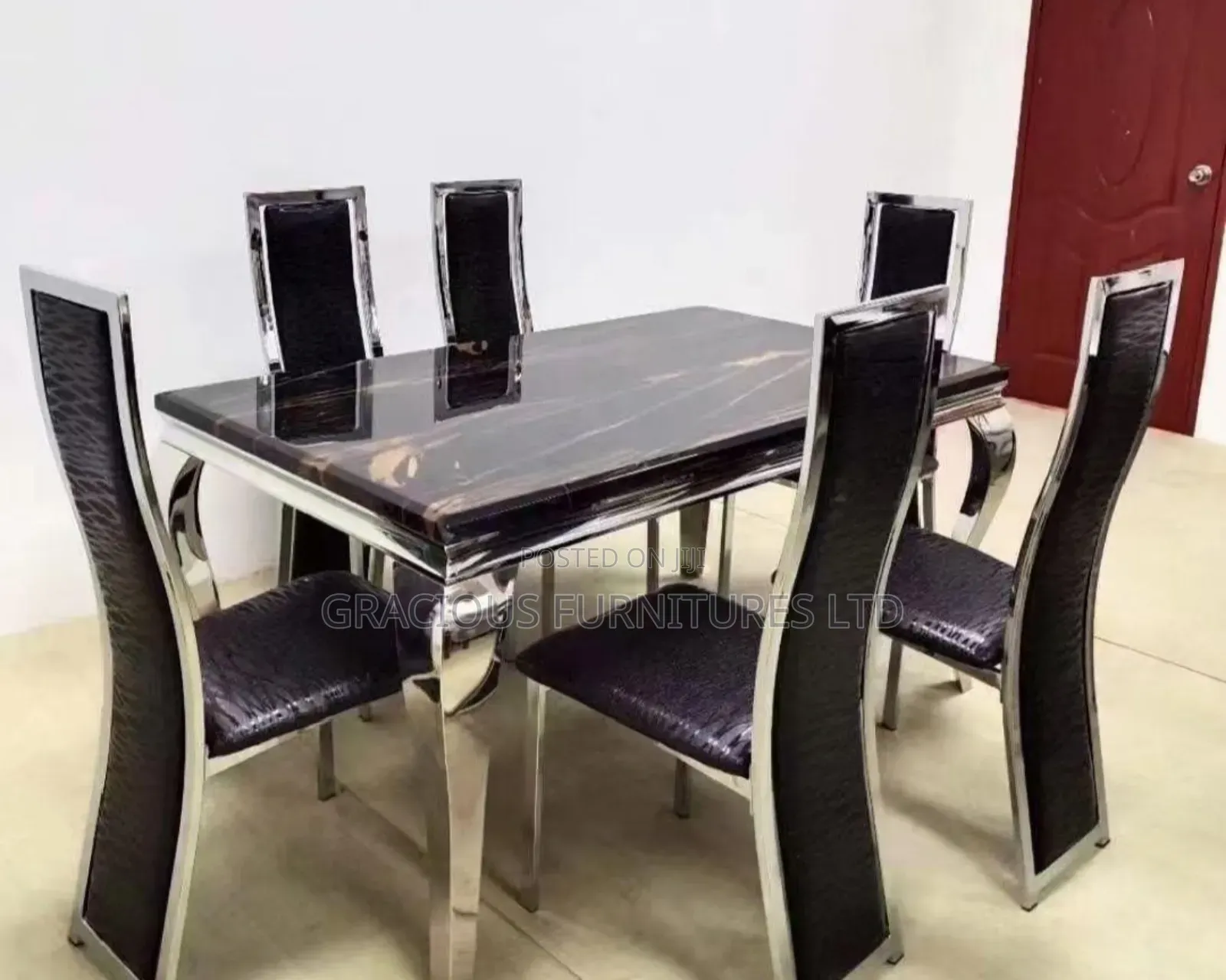 Dining Marble Table With 6 Sitting Chairs