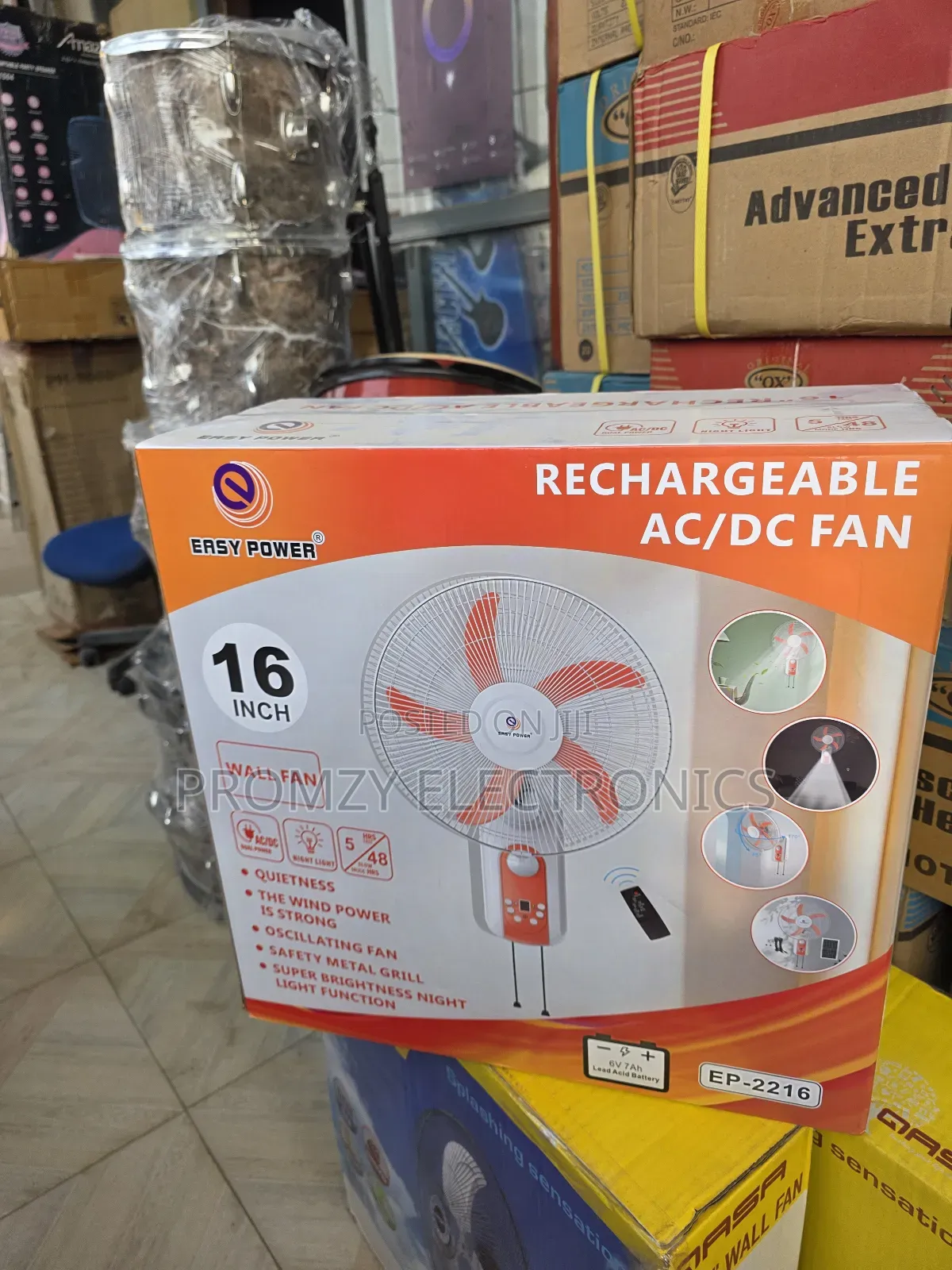 Easy Power 16inch Solar-rechargeable Wall Fan