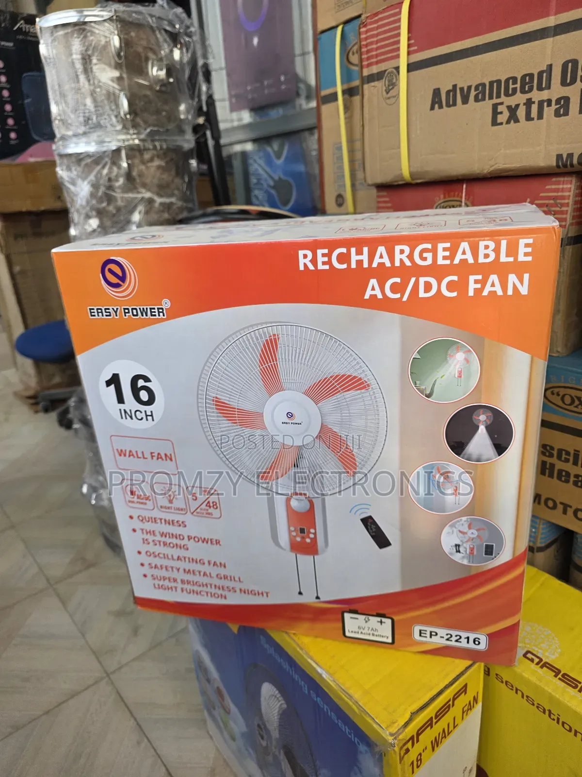 Easy Power 16inch Solar-rechargeable Wall Fan