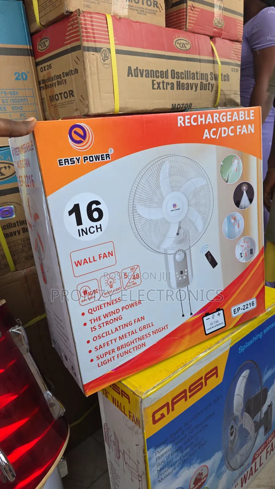 Easy Power 16inch Solar-rechargeable Wall Fan
