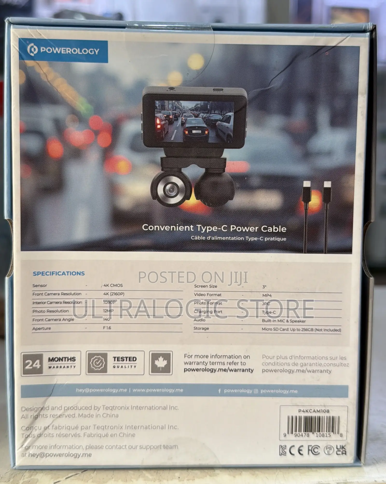 New Powerology Dual Lens 4k Dash Camera