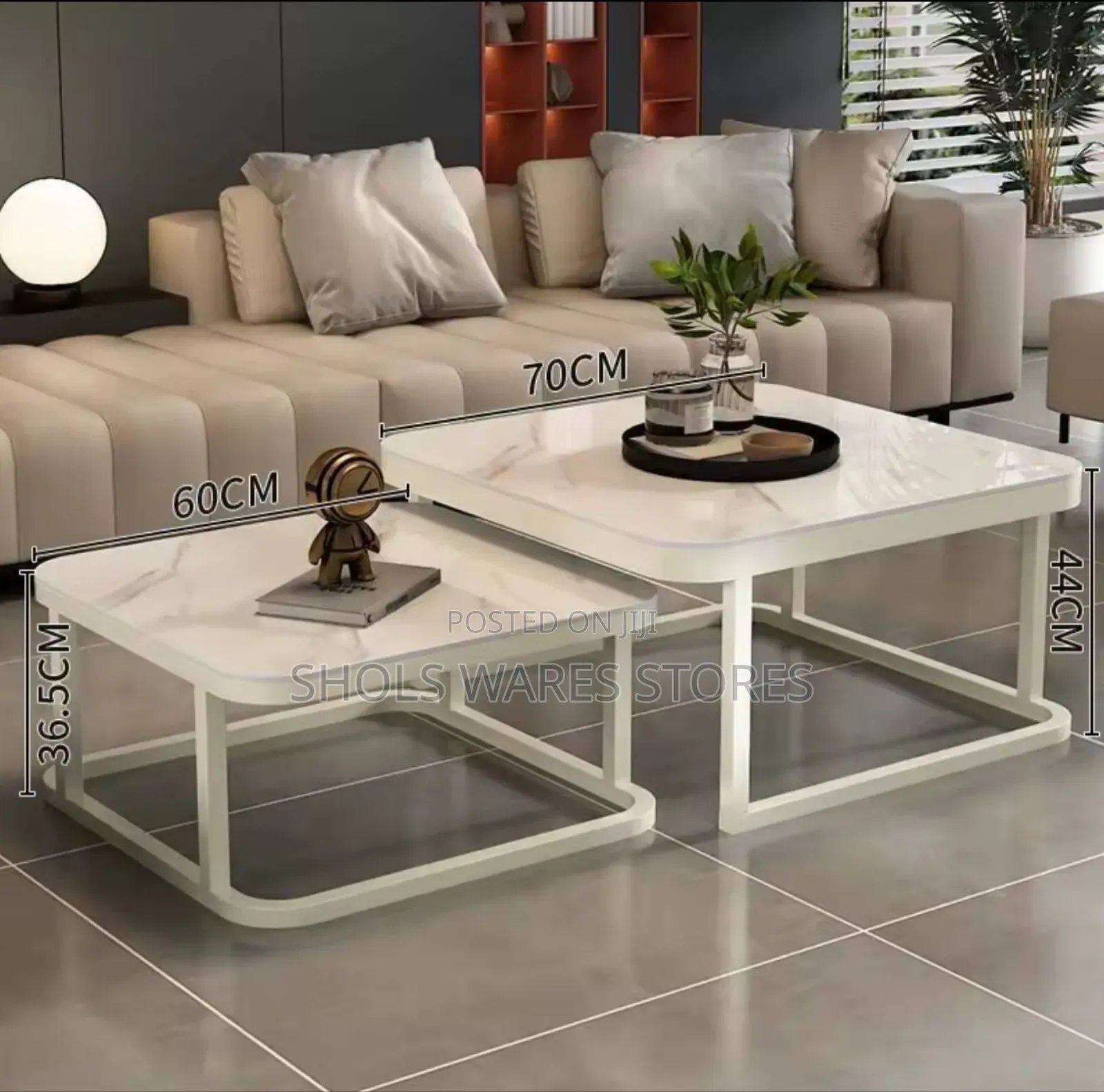 2-in-1 Square Creative Metal Glass Centre Table
