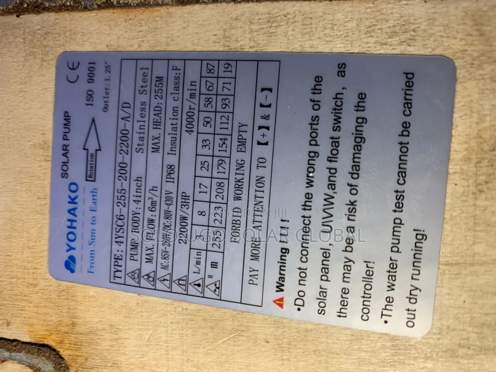 3hp /220w Yohako Solar Pump (Ac/Dc)