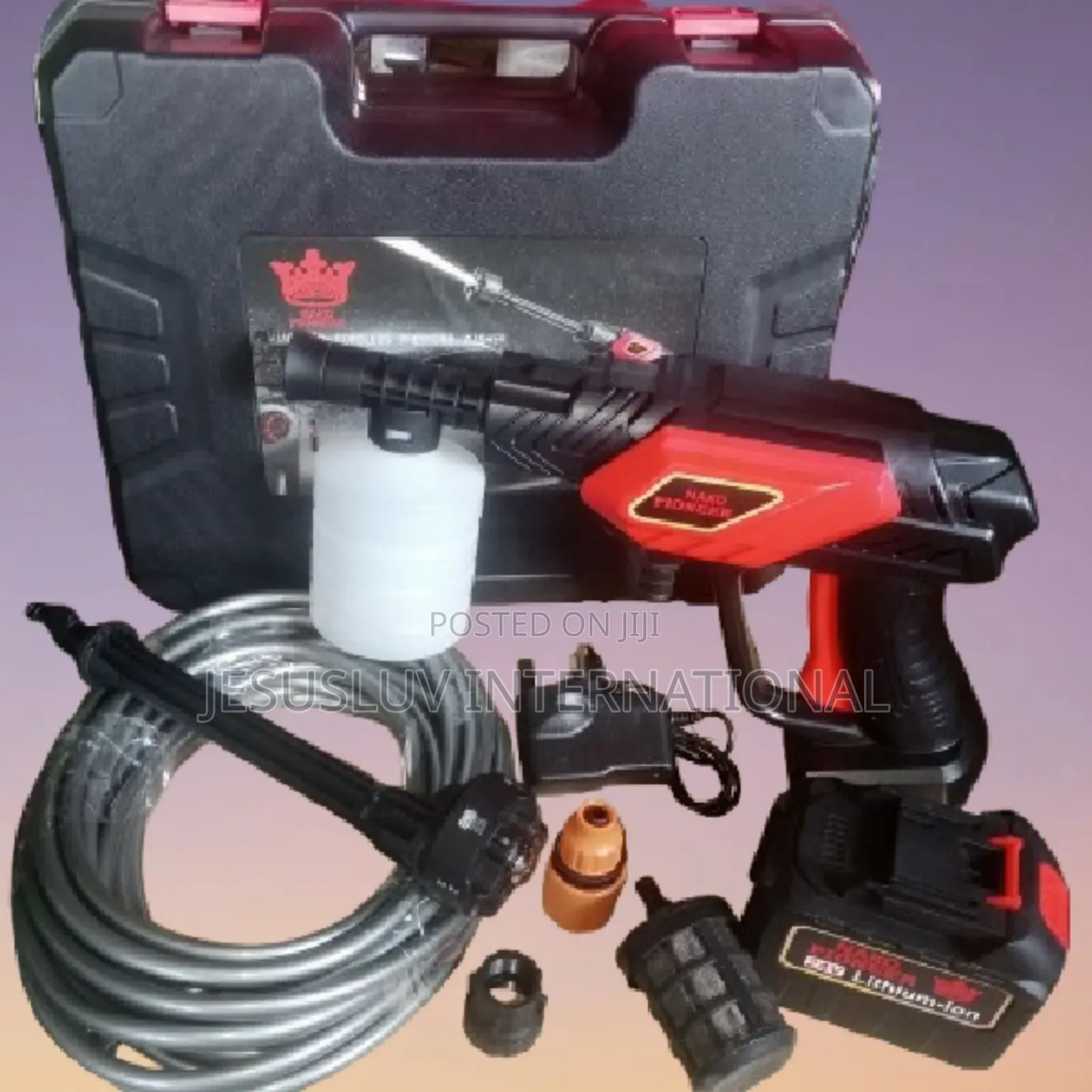 Portable Pressure Washer 24v Battery; 6-in-1 Nozzle for Car Others