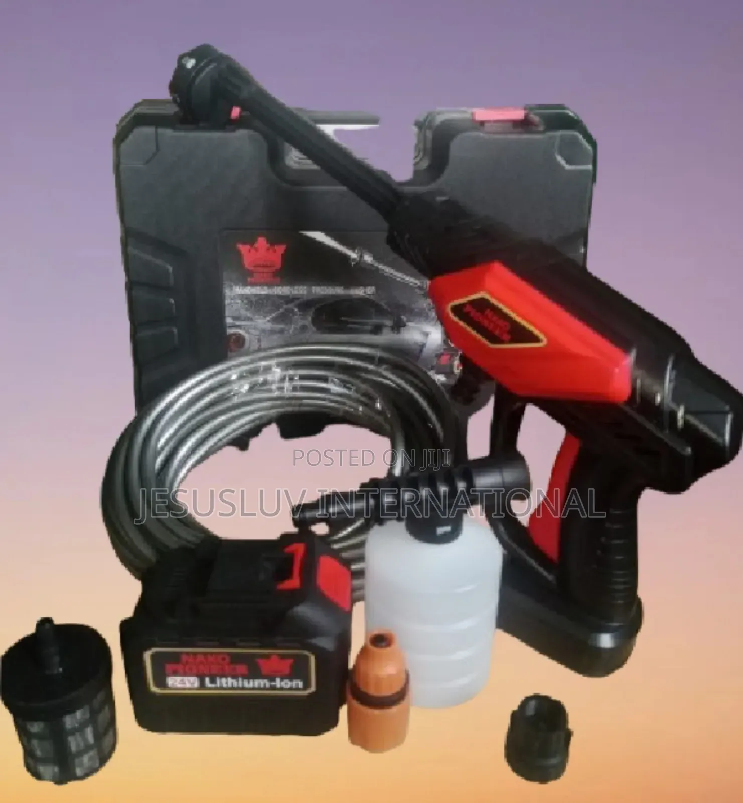 24v Electric Pressure Washer With 6 in 1 Adjustable Nozzle for Cars