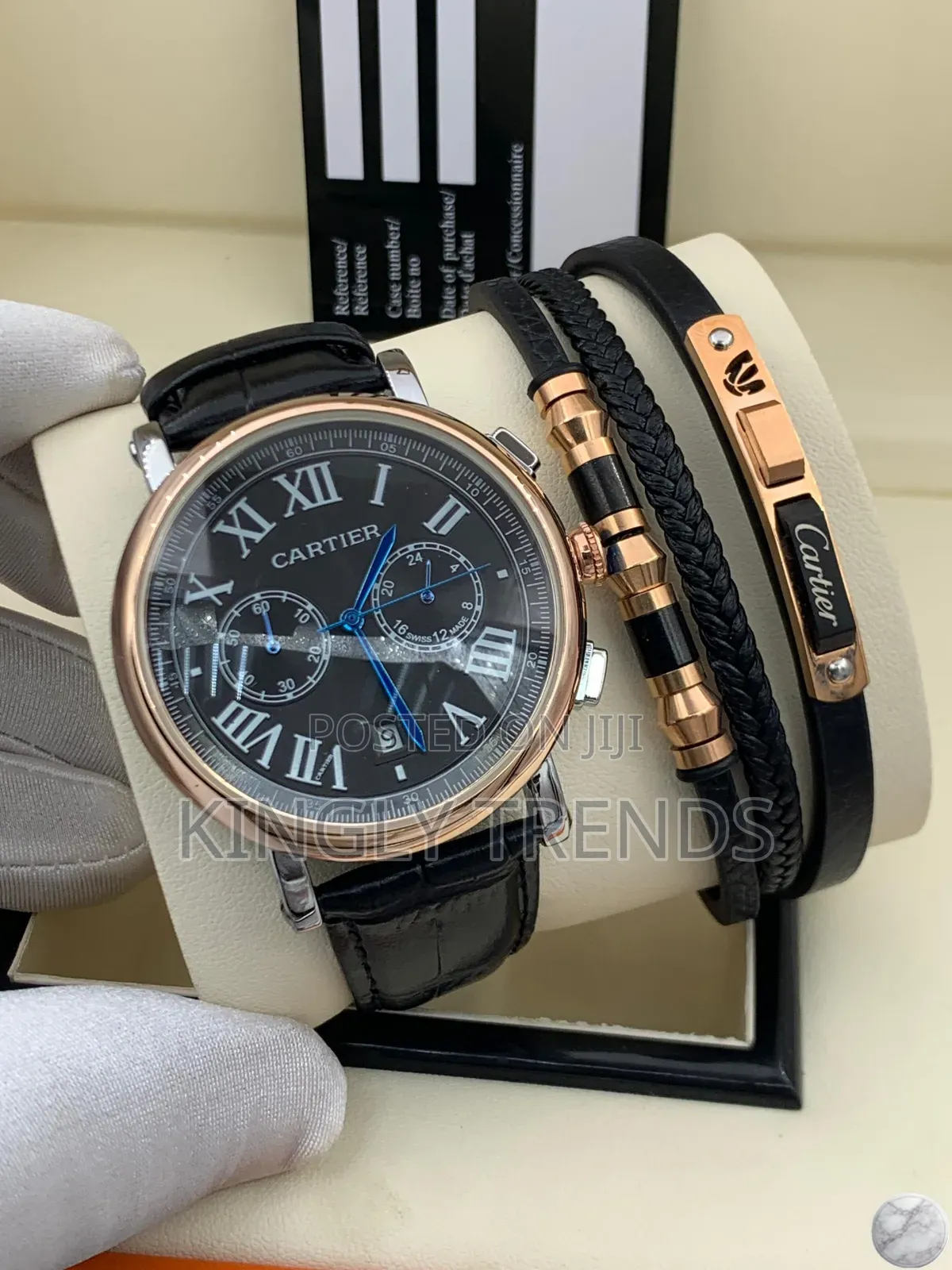 Cartier Chronograph Leather Wristwatch With Bracelet