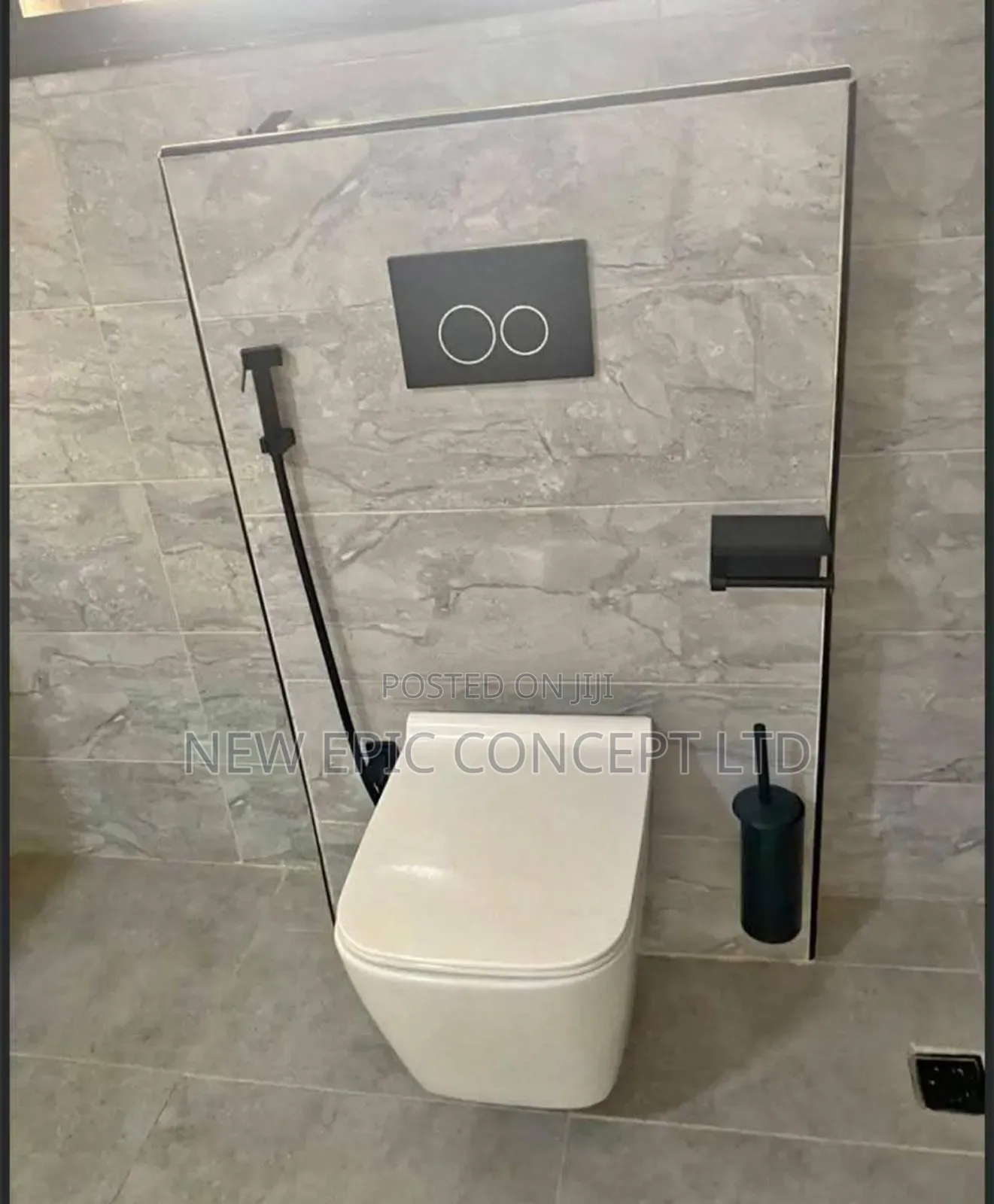 White Wall Hung Toilet Seat With Pressing Black Button