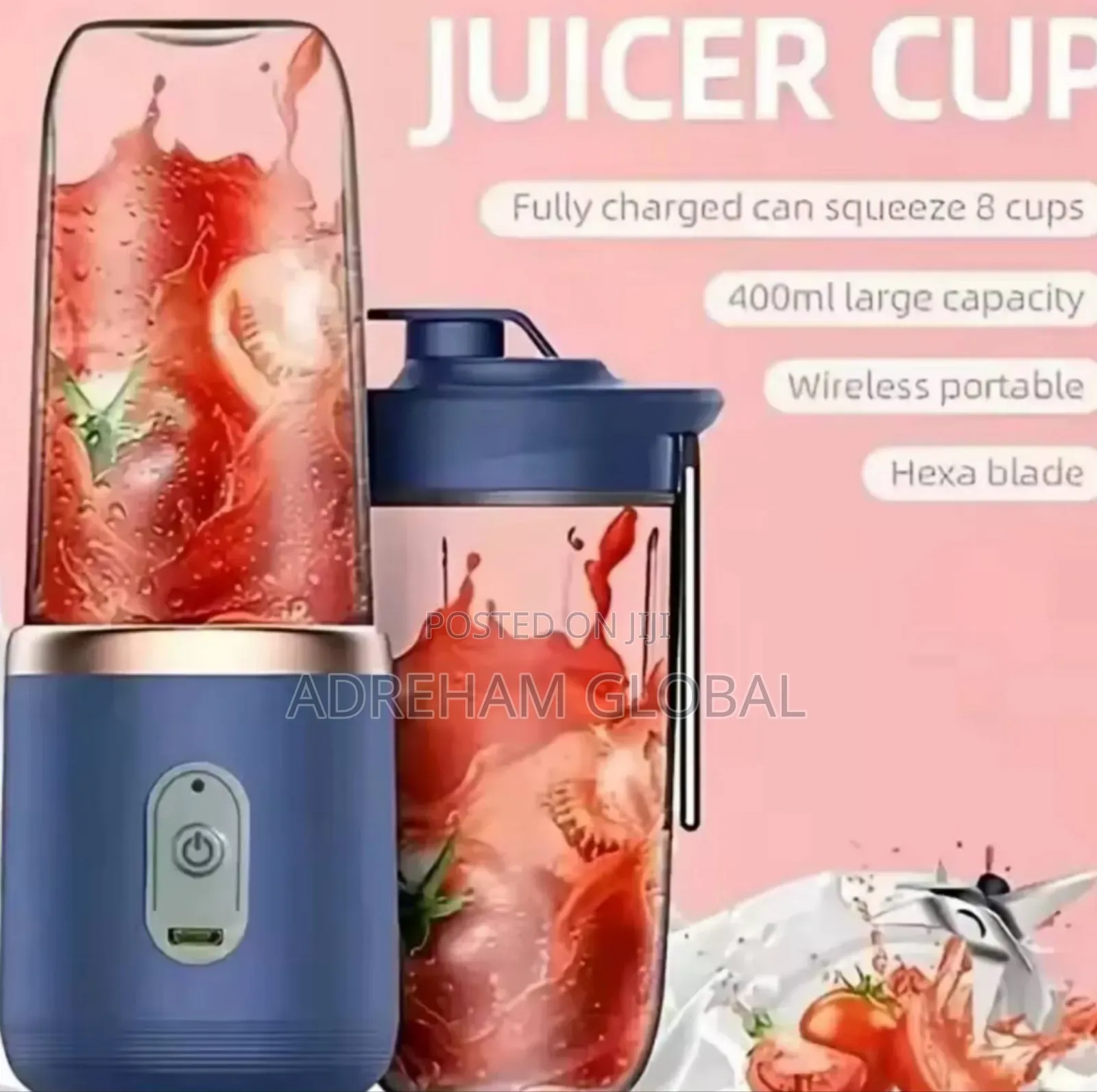 Portable Juice Blender Rechargeable Juicer 6-Blade Juice Cup Smoothie