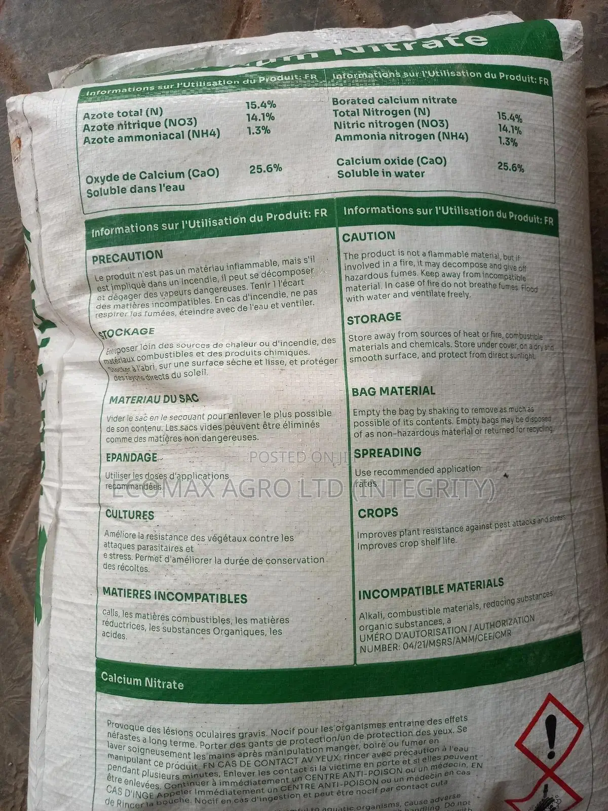 Calcium Nitrate for Farming - Soluble - Granular