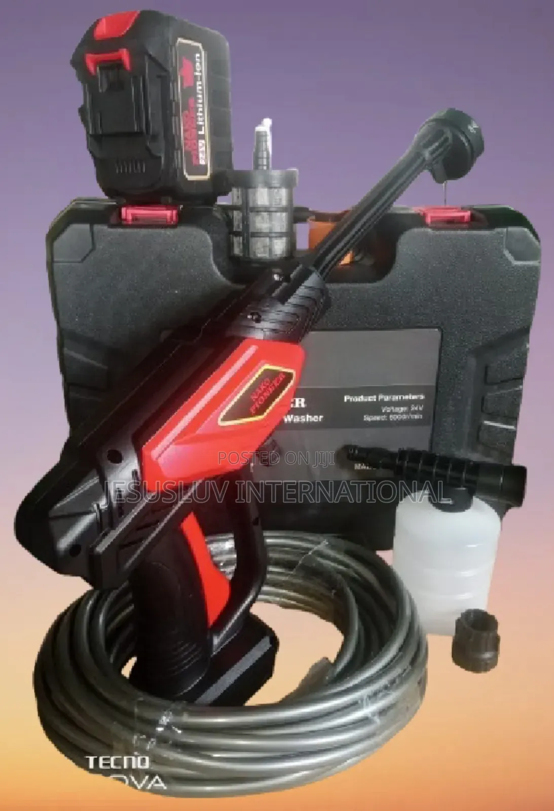 Car Pressure Washer With Big Powerful 24v Battery 6-in-1 Nozzles