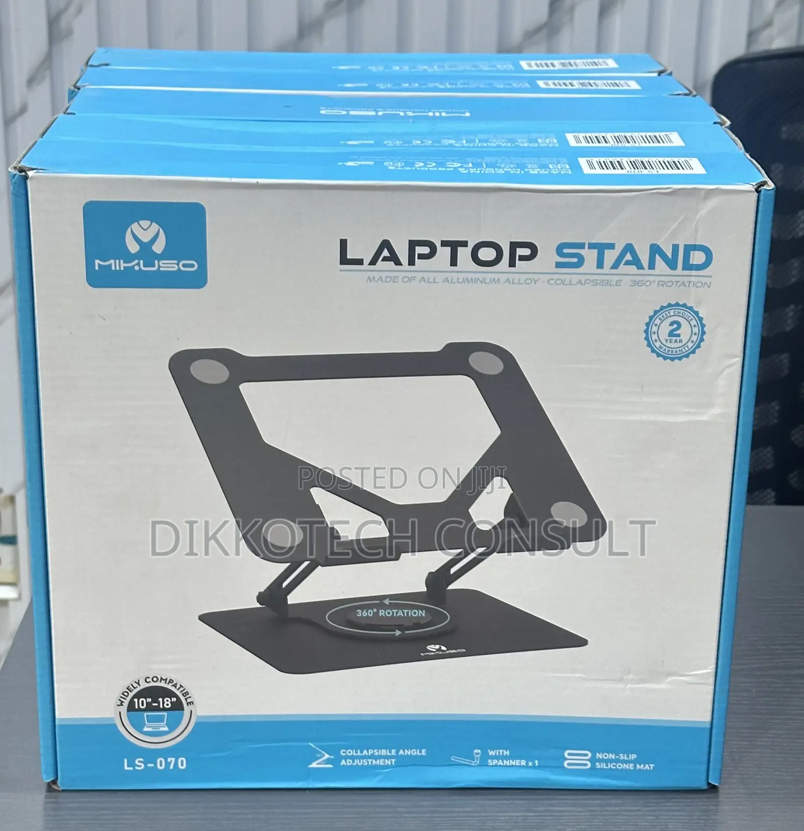 Mikuso Adjustable Aluminum Laptop Stand (360° Rotation)