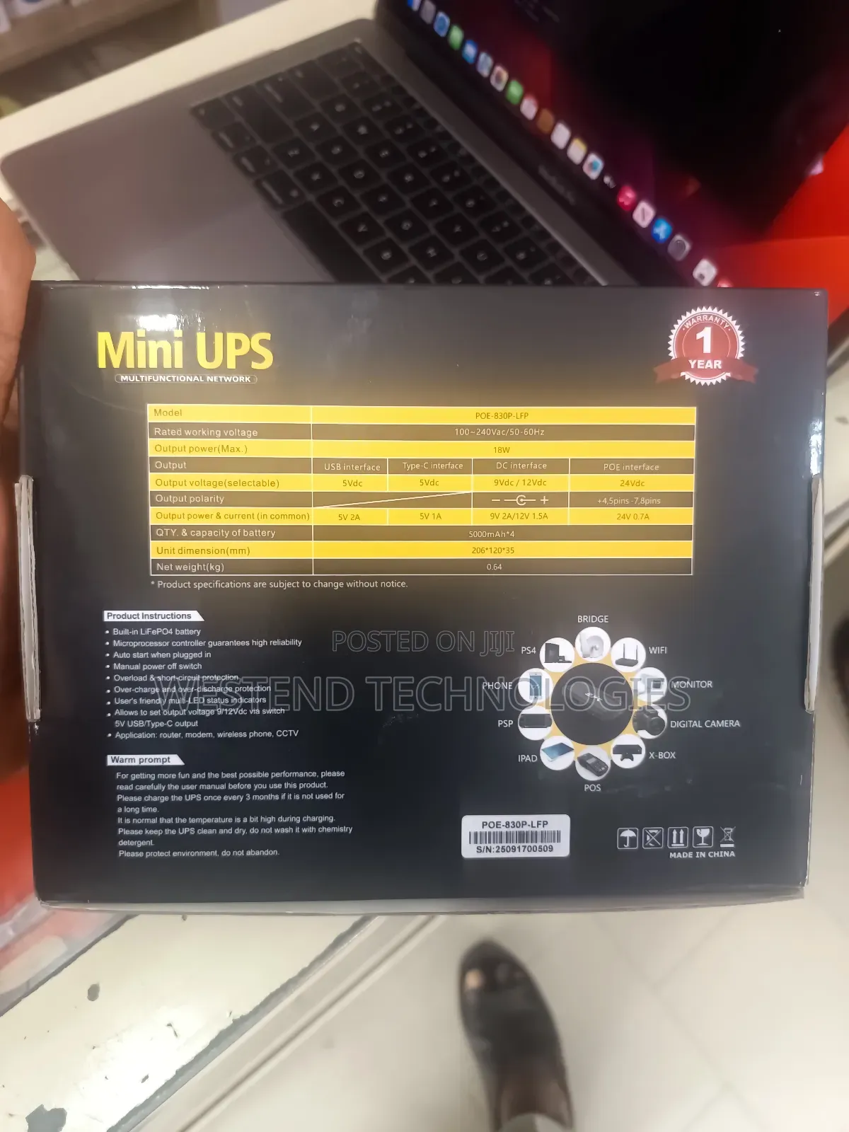 Mini Ups Poe Power Bank for Router, Camera, Ps, Monitor, Pos iPad Etc