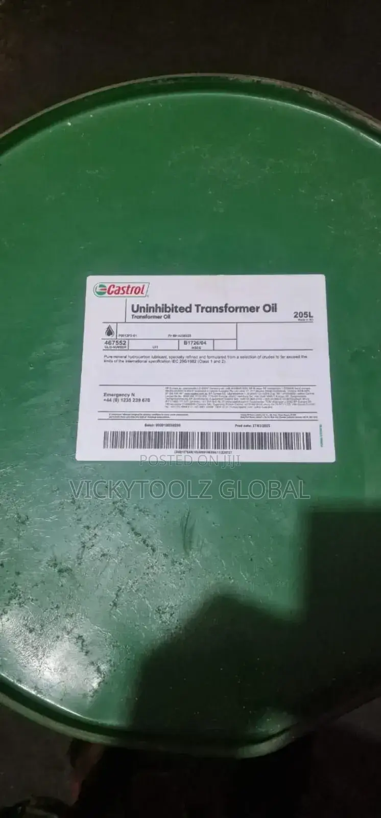 Castrol Uninhibited Transformer Oil 205l