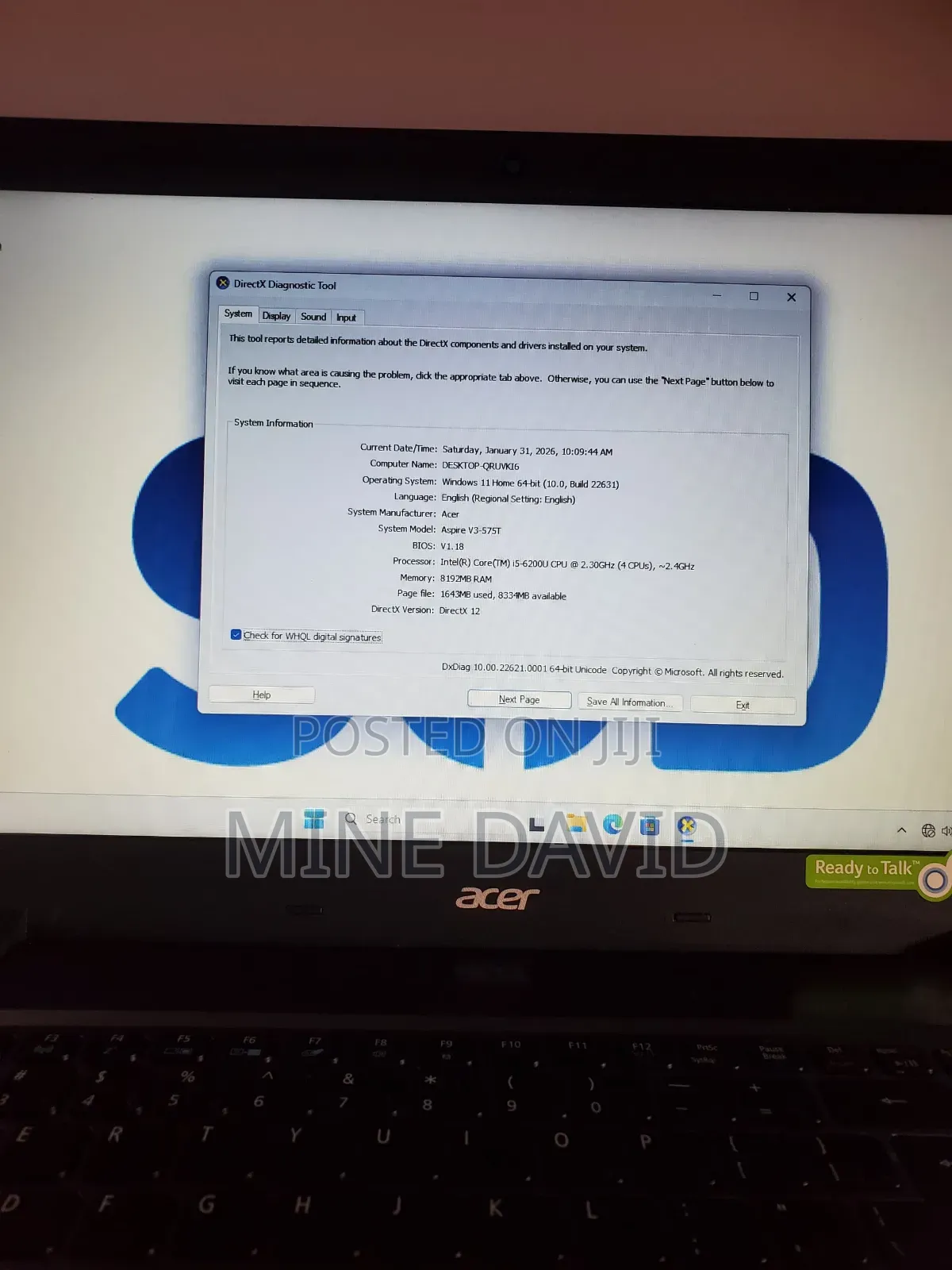 Laptop Acer Aspire V3-575t 8GB Intel Core I5 SSD 256GB