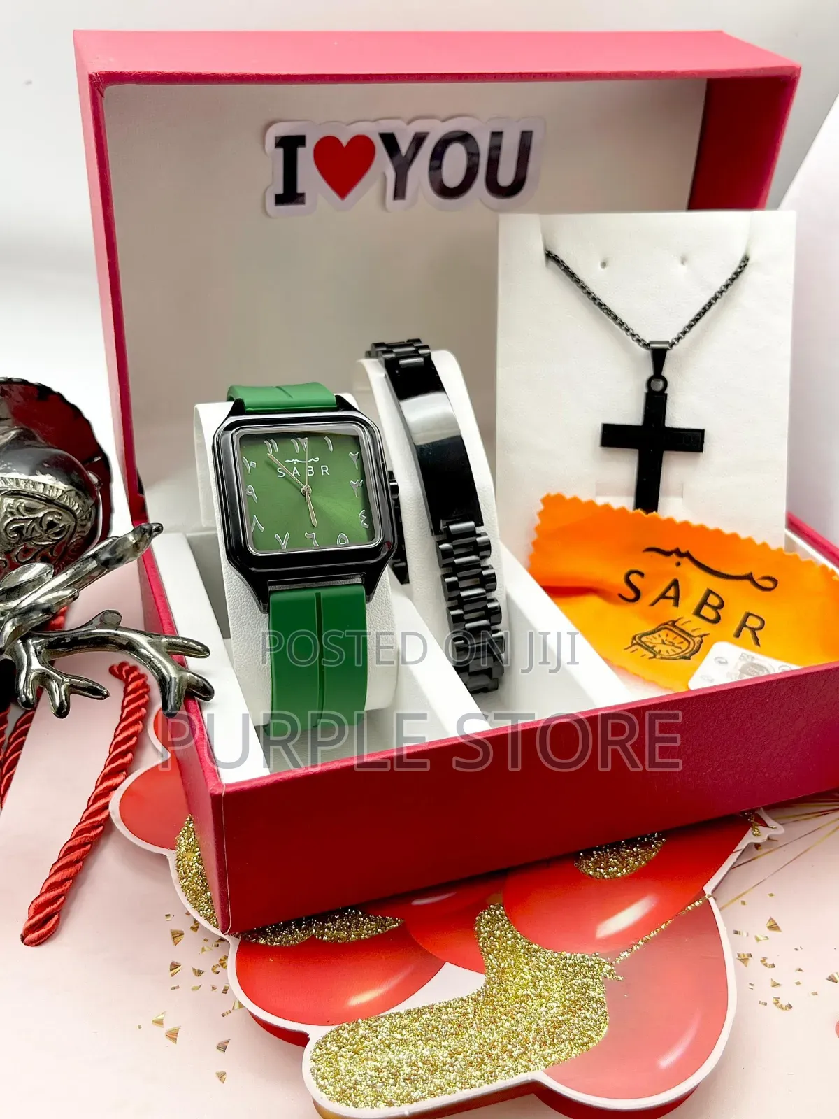 Sabr Men's Val Gift Set With Watch, Bracelet Necklace and Val Card