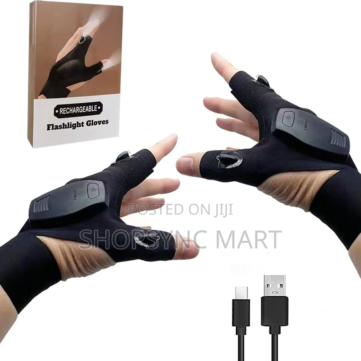 Led Work Gloves With Built-in Finger Lights