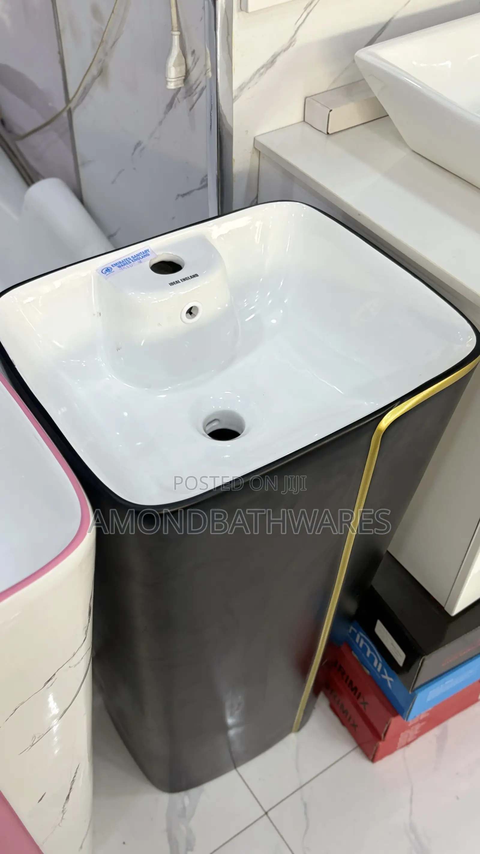 Black and Gold Stripe Stand Alone Basin