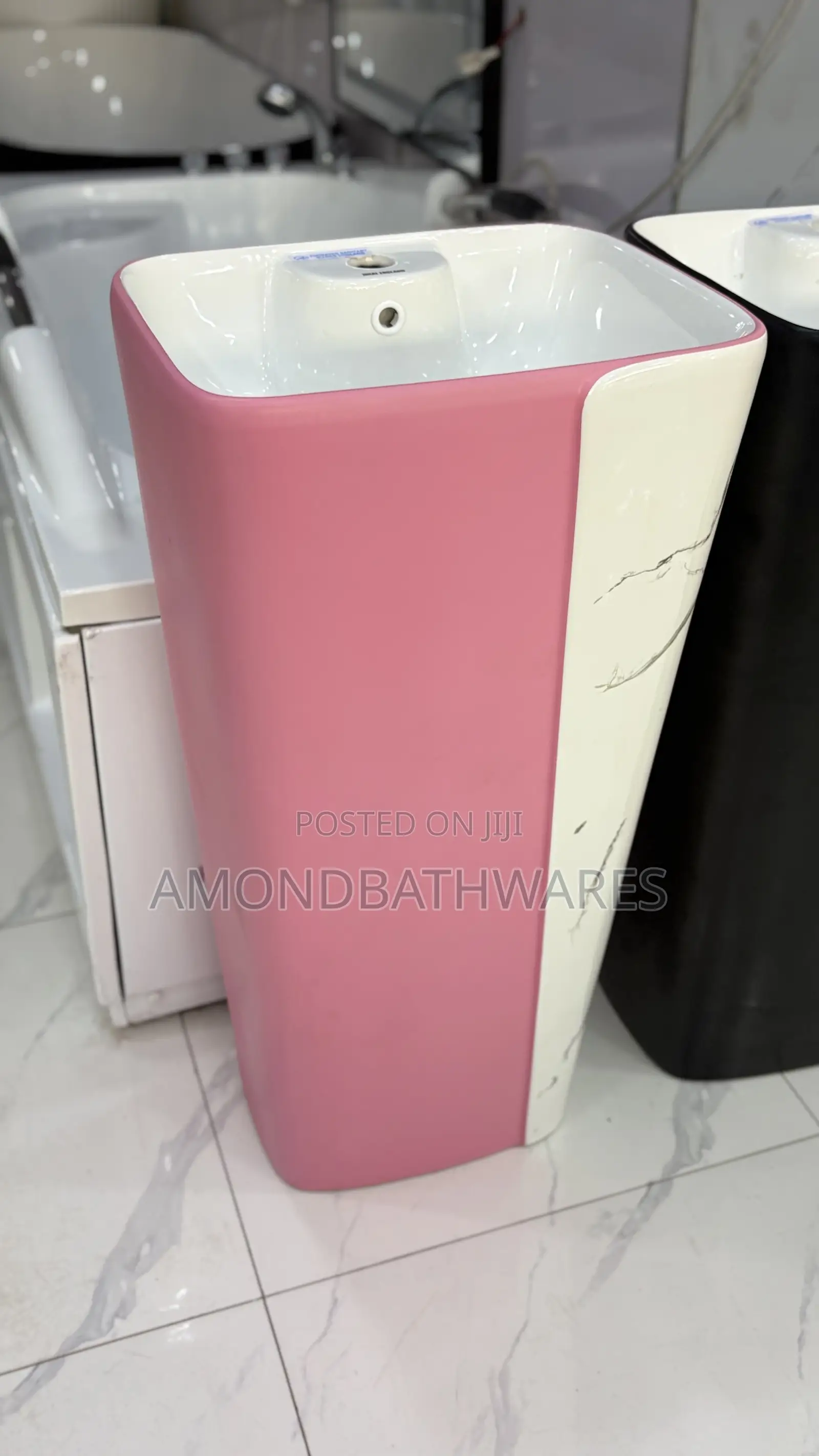 Pink and White Stand Alone Basin