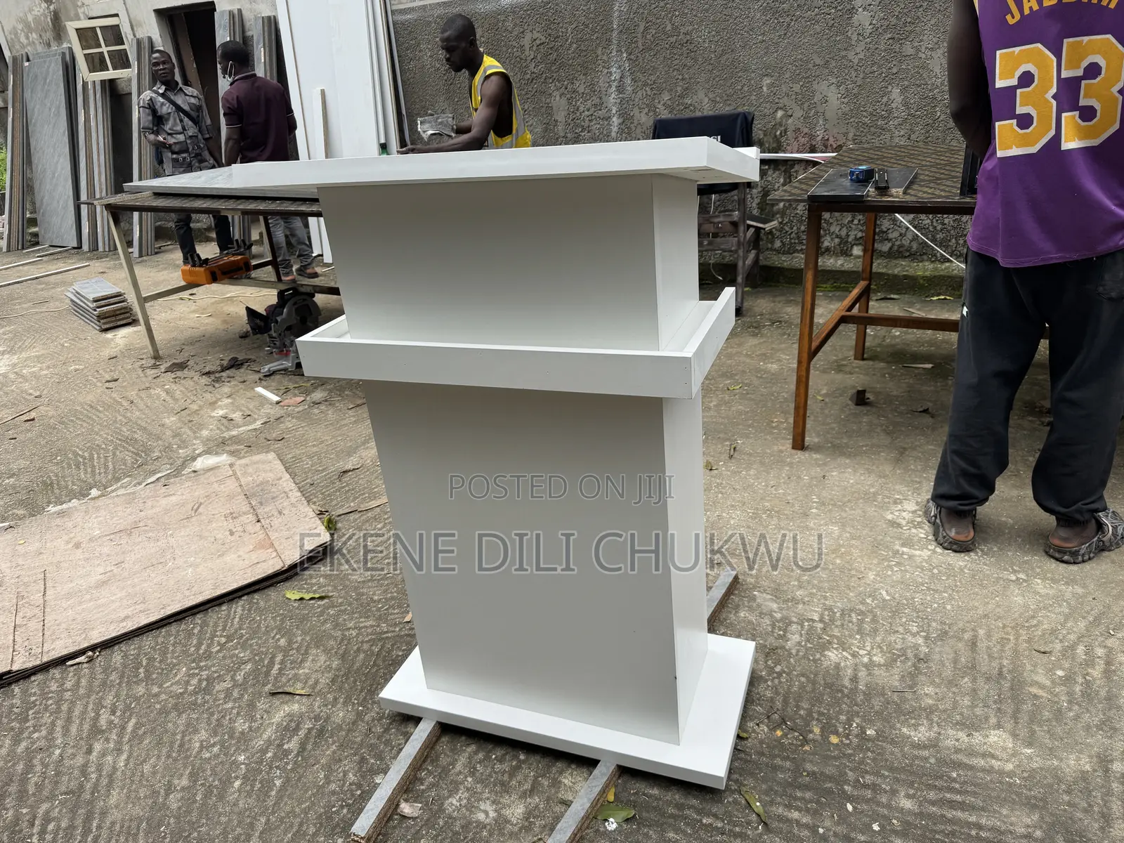 Elegant White Pulpit With Semi-Glossy Wood Finish”