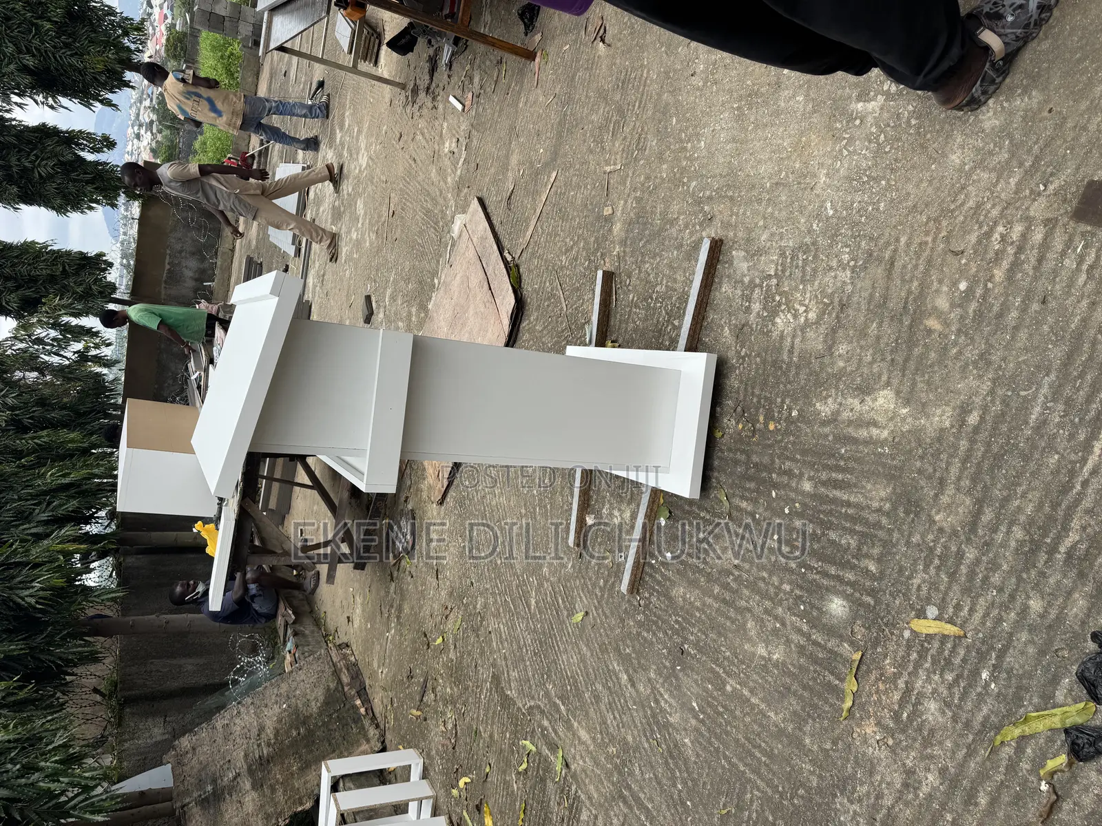 Elegant White Pulpit With Semi-Glossy Wood Finish”