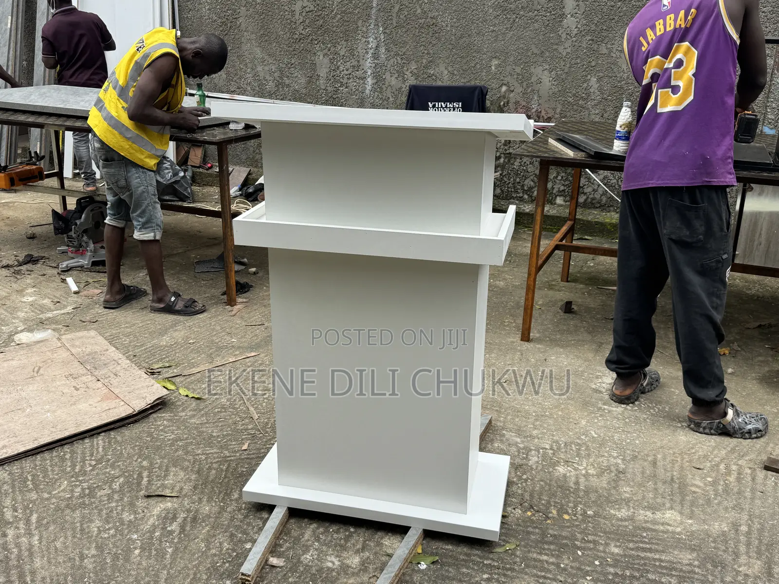 Elegant White Pulpit With Semi-Glossy Wood Finish”