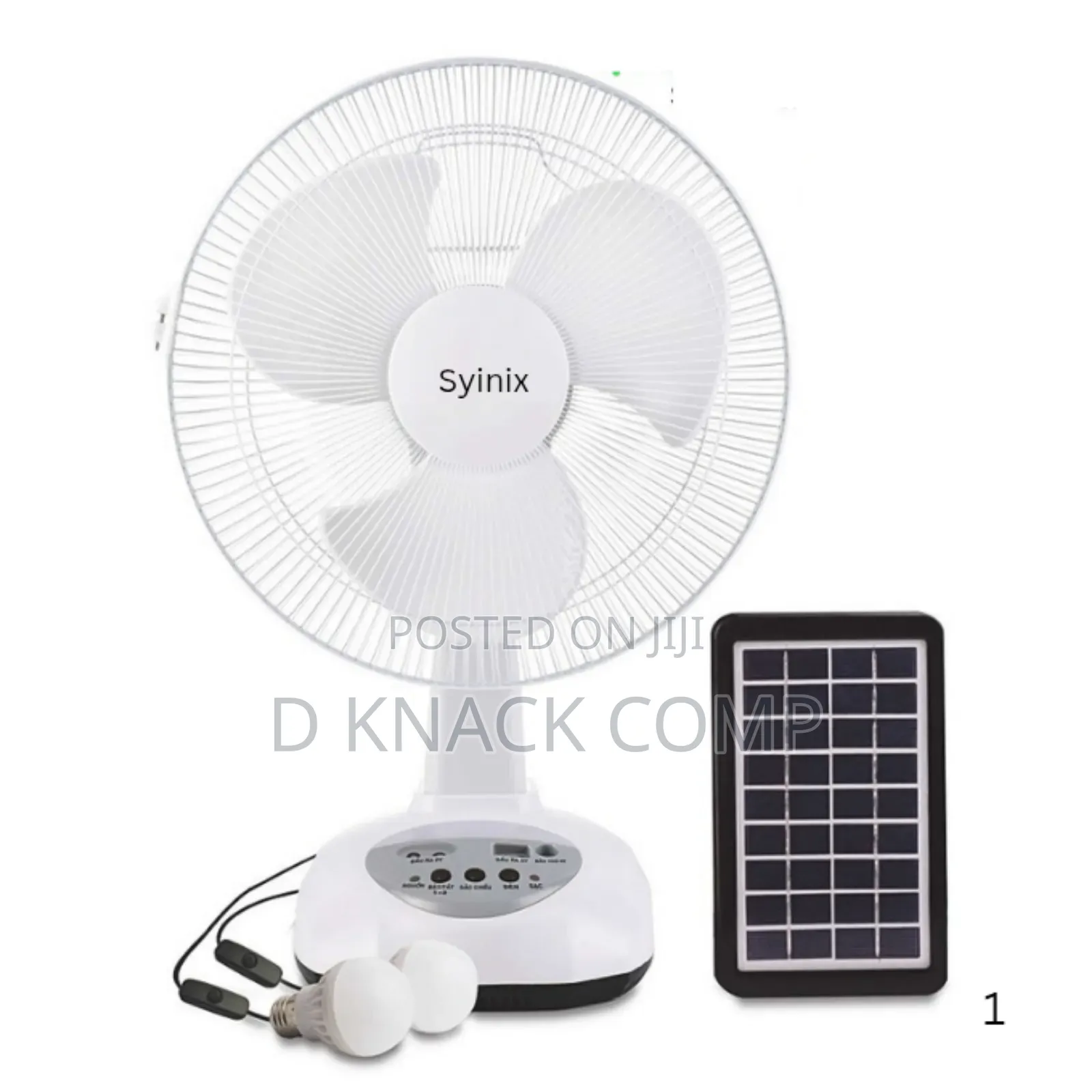 Syinix 12 Inches Rechargeable Fan +Solar Panel +13 Months Warranty