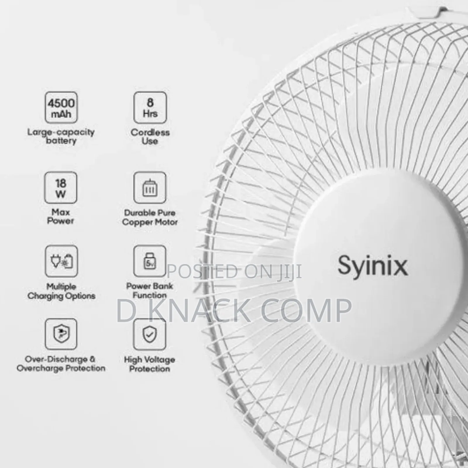 Syinix 12 Inches Rechargeable Fan +Solar Panel +13 Months Warranty