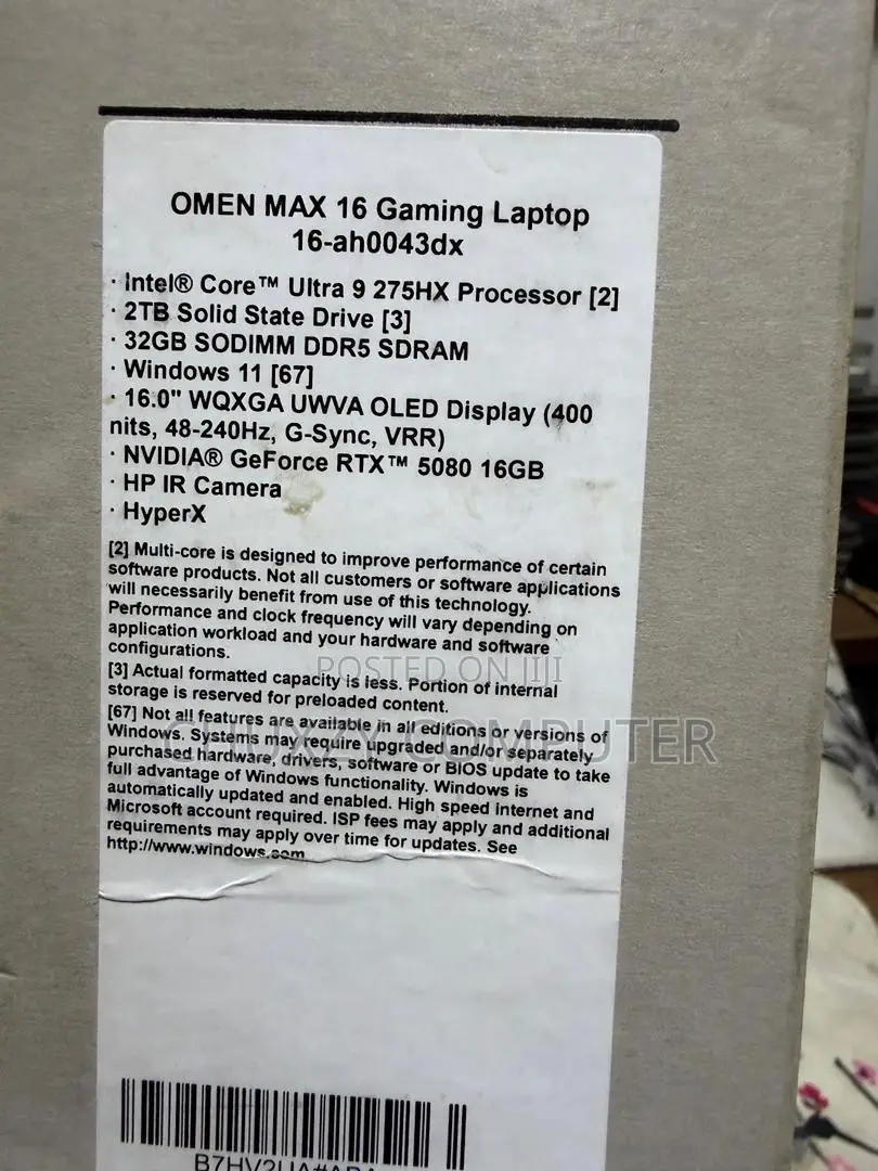 New Laptop HP Omen Max 16 32GB Intel Core Ultra 9 SSD 2T