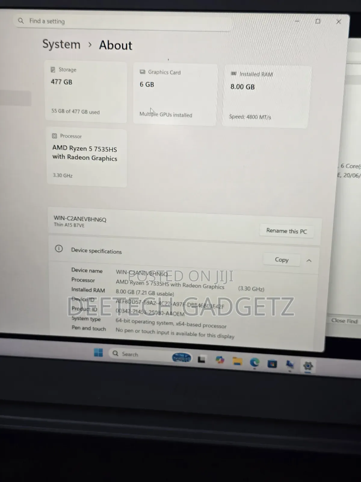 Laptop MSI 8GB AMD Ryzen 5 SSD 512GB