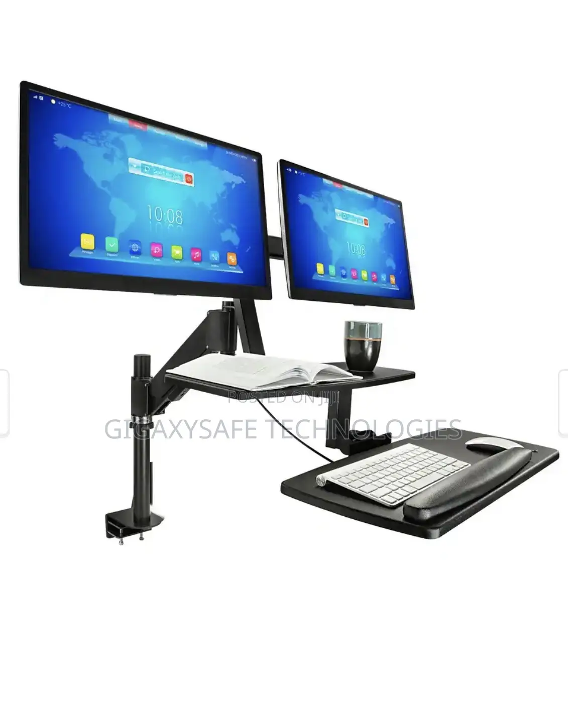 Mount-it Sit Stand Desk Converter Dual Monitor Mount Black - Mi-7902