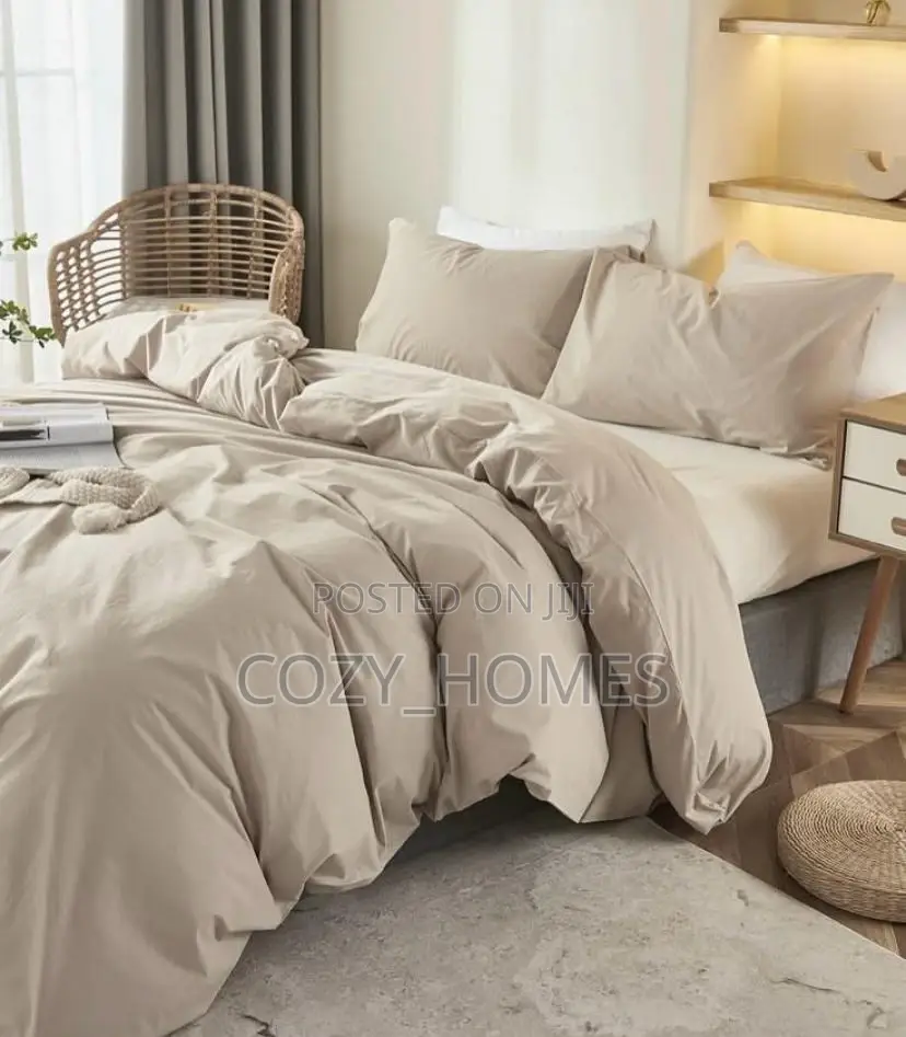 100% Cotton Luxury Beige Bedspread With Duvet Pillowcases (6x6)