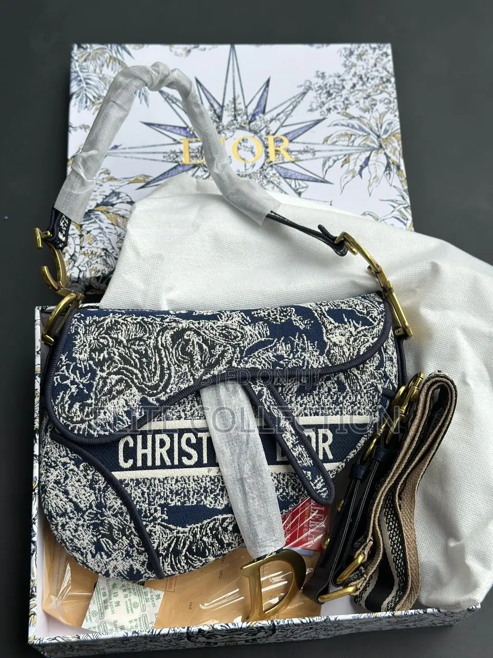 Luxury Dior Embroidered Toile De Jouy Saddle Bag Comes Fully Boxed