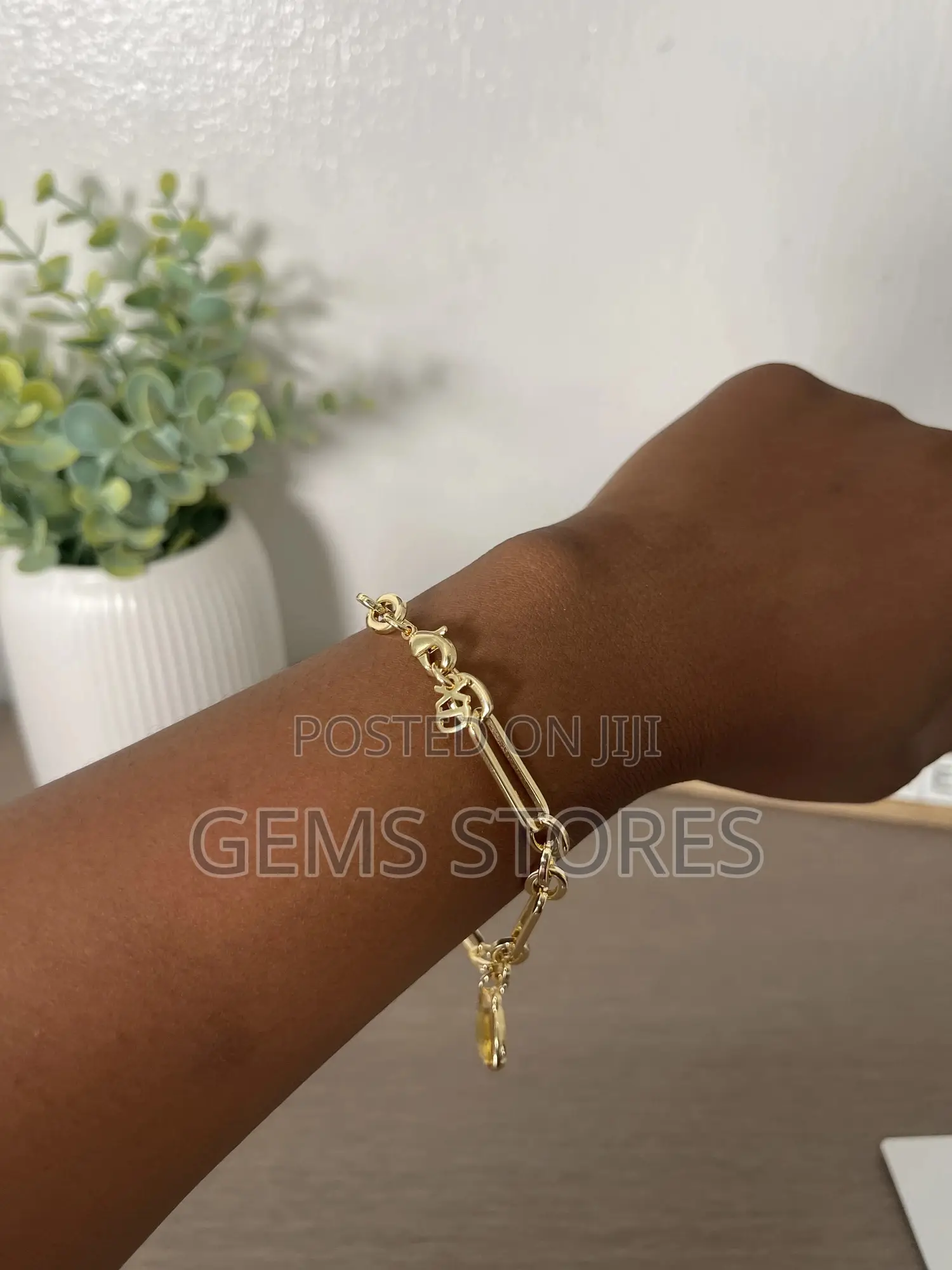 Women's Gold Charm Bracelet With Colorful Crystals