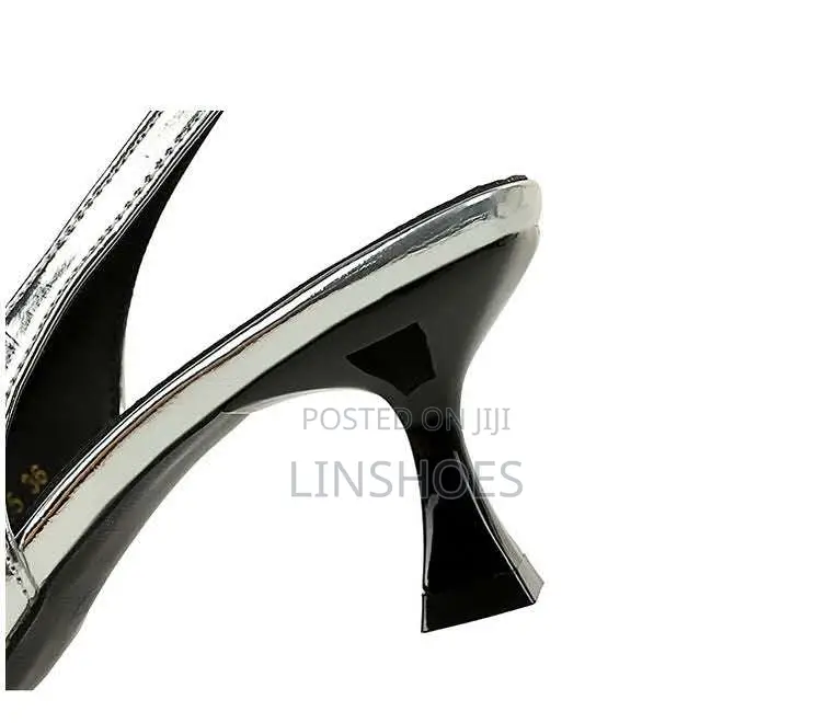 Classic Laidies Gold Sliver Sandals Mid Heels High Quality for Women
