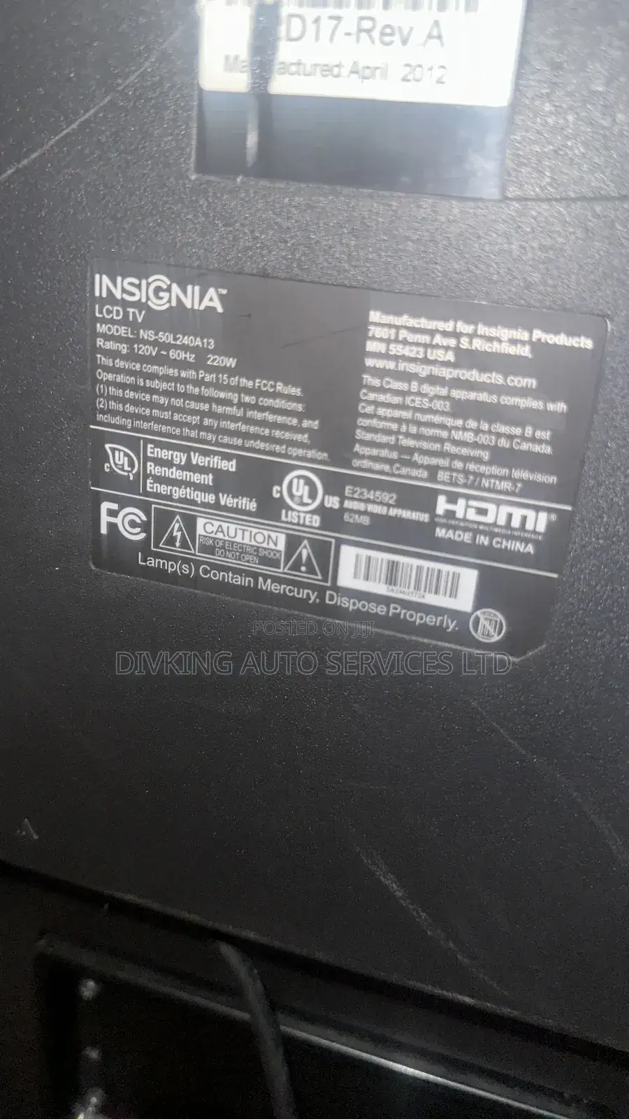 55"Inches Insignia LCD Television