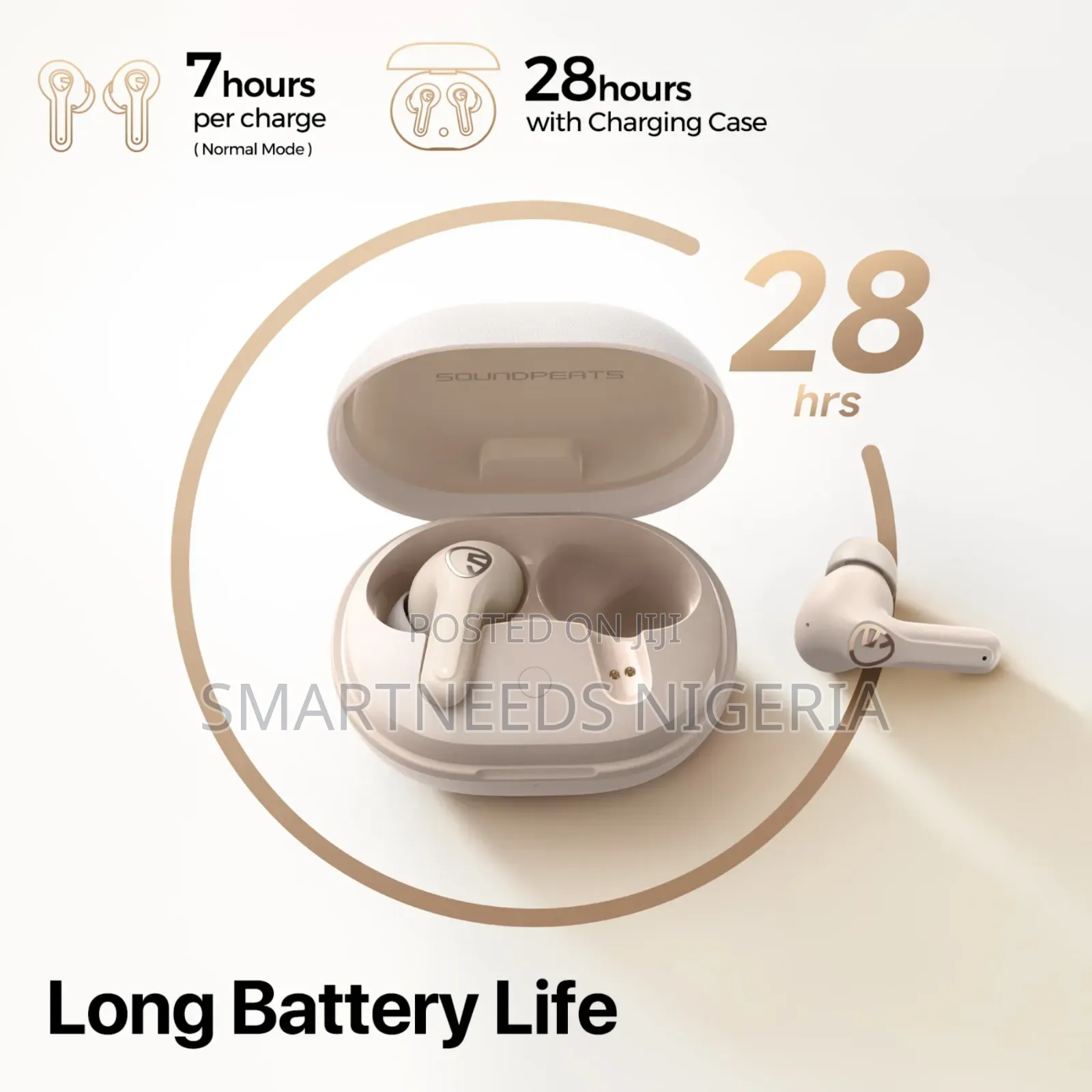 Soundpeats T3 Pro Anc + 2 Device Connection +7hour Playtime - Beige