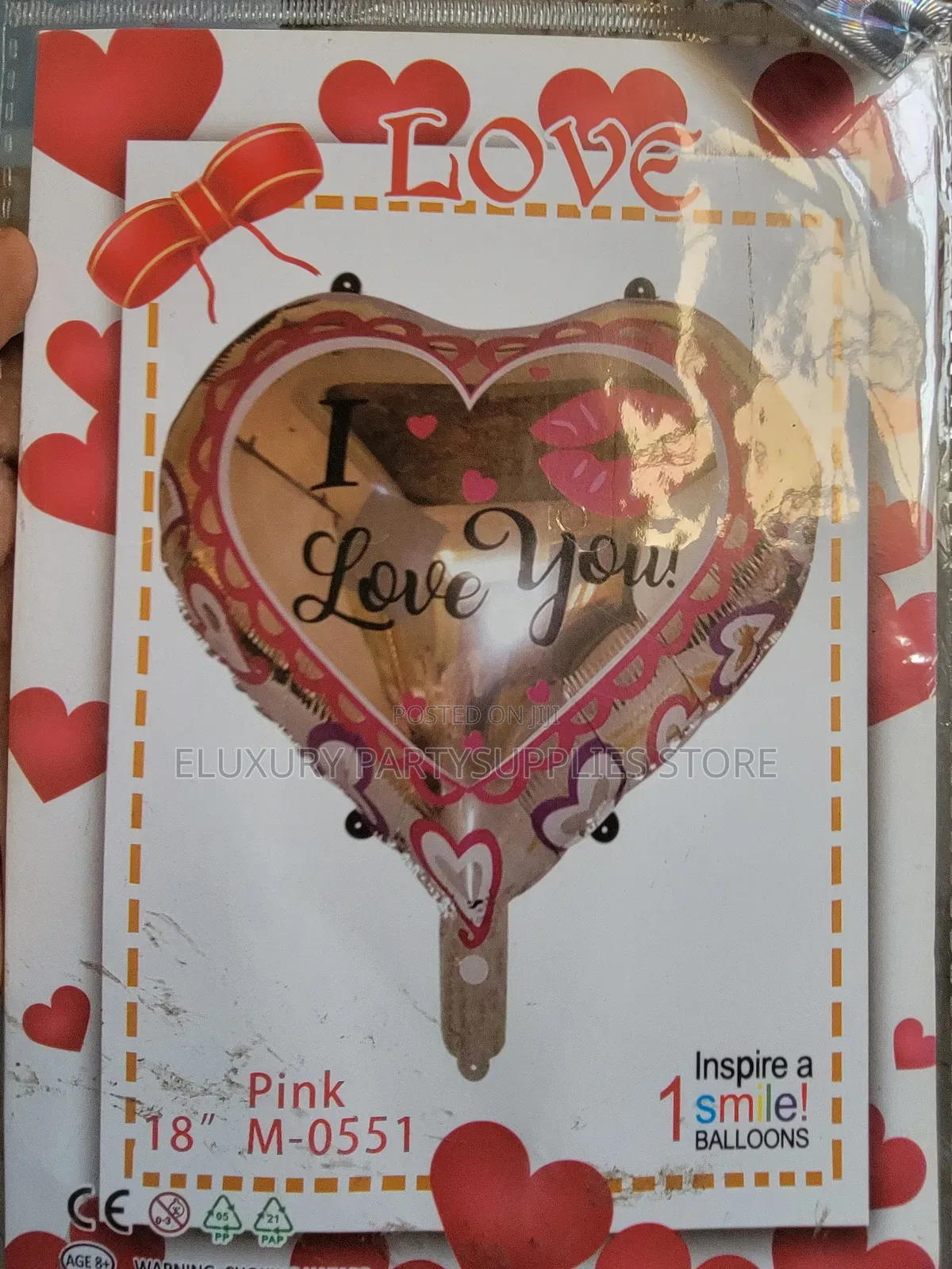 Gold Design I Love You Val Balloon